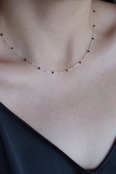 黑尖晶石間隔圓珠項鍊 S9255