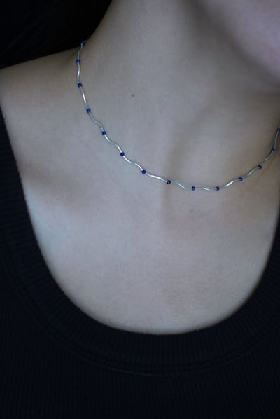 波浪間隔青金石項鍊 S9254