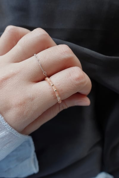 天然石 金珠珠戒 14KGF6