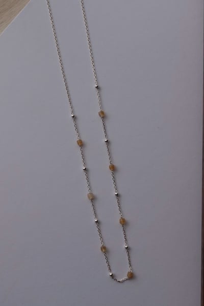 方糖碧璽銀珠間隔項鍊 S9253