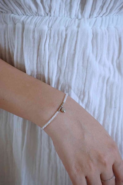 月光石銀珠小愛心手鍊 S9254