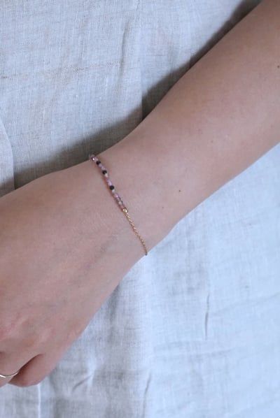 彩色碧璽半半手鍊 14KGF3