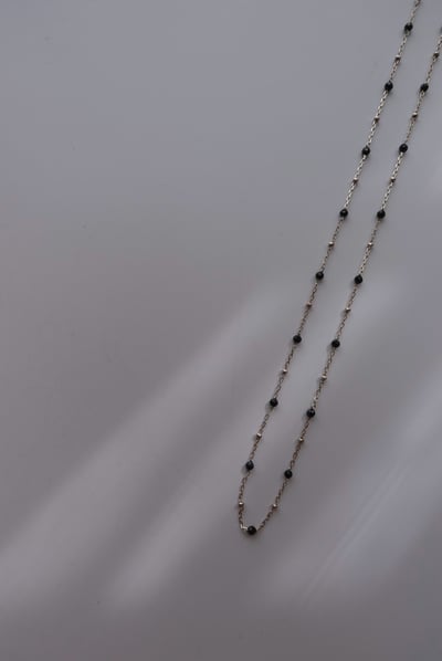 黑尖晶石間隔圓珠項鍊 S9252