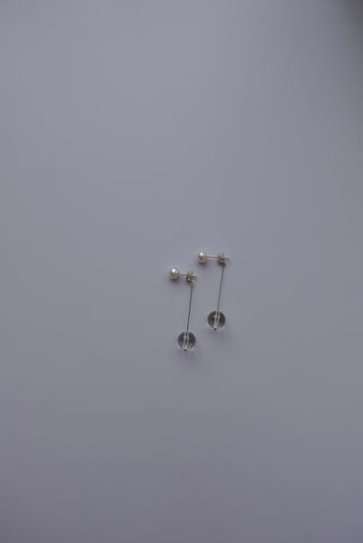 珍珠後掛白水晶耳環 S9251