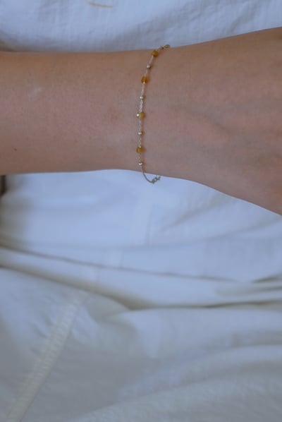 方糖碧璽銀珠間隔手鍊 S9253