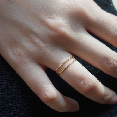 微鑲迷你十個鋯石戒指 14KGF4