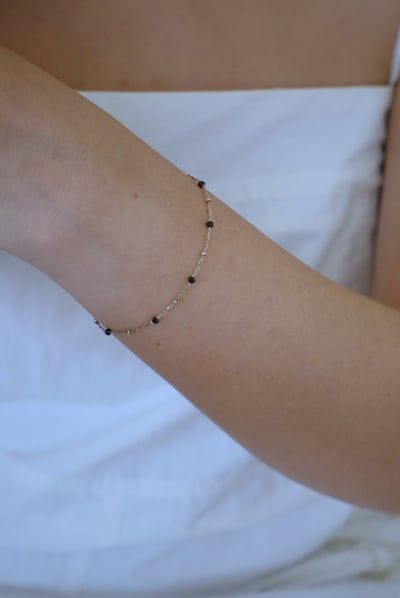 黑尖晶石間隔圓珠手鍊 S9254