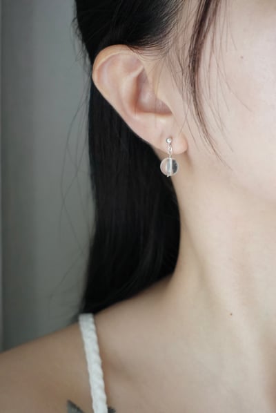 白水晶垂墜耳環 S9255