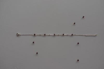 方糖天然石銀珠間隔手鍊 S9256