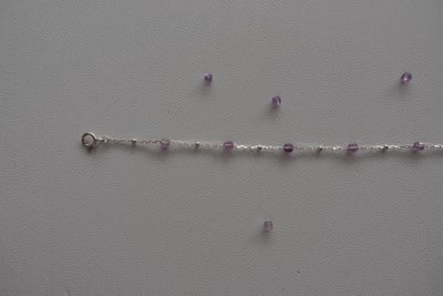 方糖天然石銀珠間隔手鍊 S9253