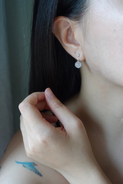 粉水晶垂墜耳環 S9254