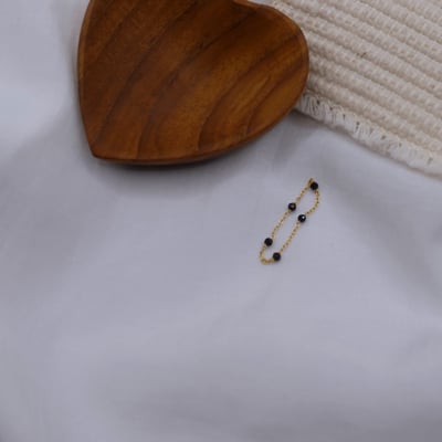 黑尖晶石間隔鏈戒 14KGF1