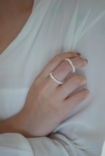 饅頭珍珠彈性戒指5