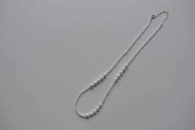 連續五顆珍珠月光石項鍊 S9255