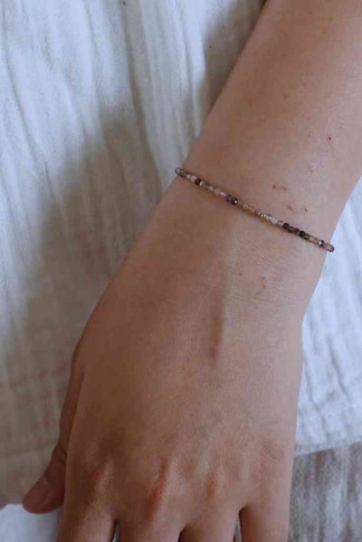 彩色碧璽銀珠手鍊 S9252