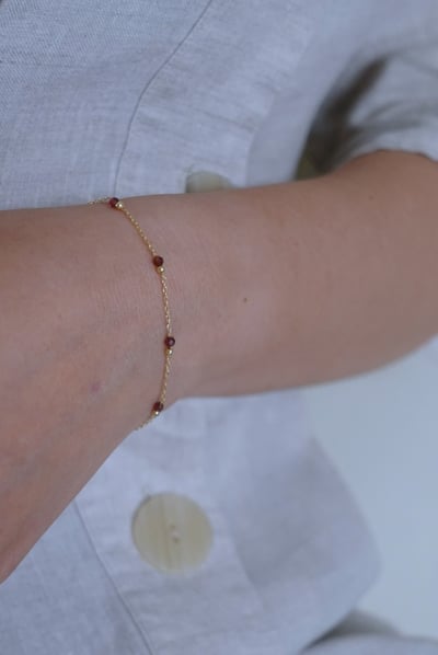 紅石榴金珠間隔手鍊 14KGF3