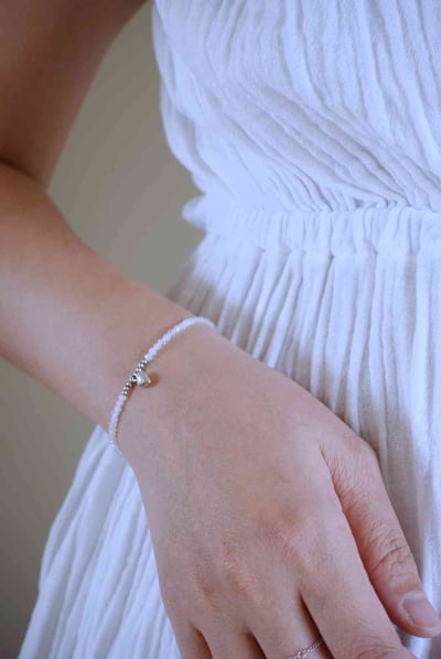 月光石銀珠小愛心手鍊 S9252