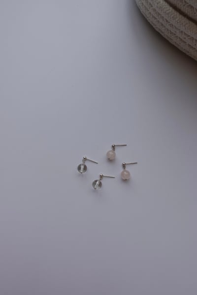 白水晶垂墜耳環 S9253