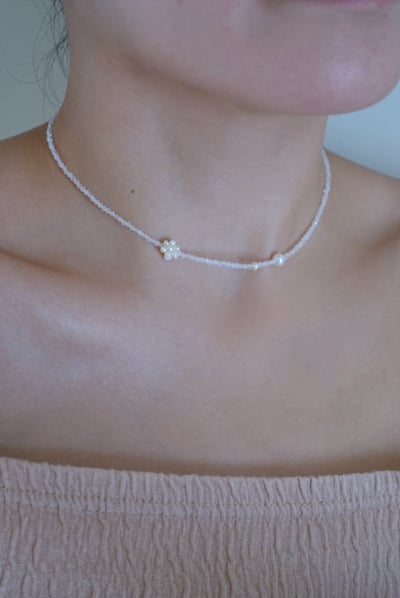 繡球花珍珠月光石項鍊 S9253