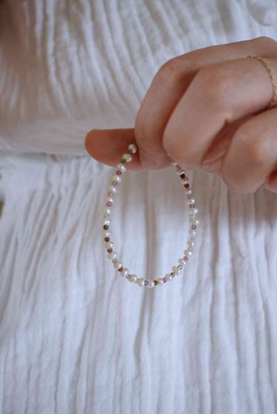 扁珍珠碧璽純銀手鍊 S9254