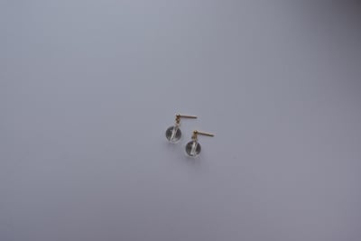 白水晶垂墜耳環 14KGF2