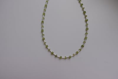銀管間隔橄欖石項鍊 S9257
