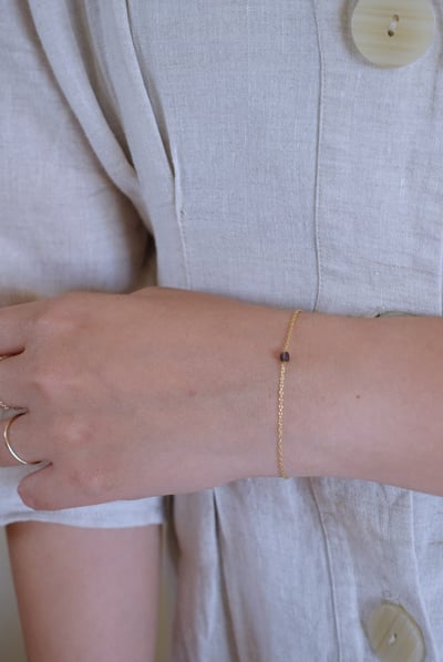 單顆方糖瑾青石手鍊 14KGF2