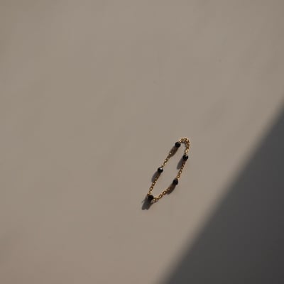 黑尖晶石間隔鏈戒 14KGF2