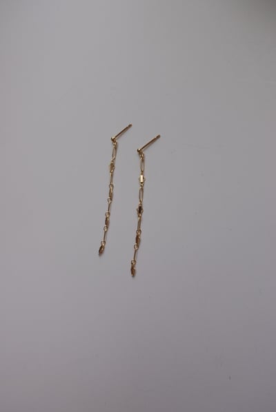 壓花雲朵長鍊耳環14KGF2