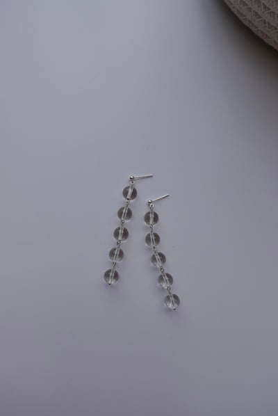 連續垂墜白水晶耳環 S9251
