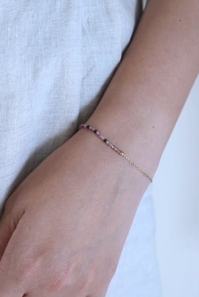 彩色碧璽半半手鍊 14KGF1