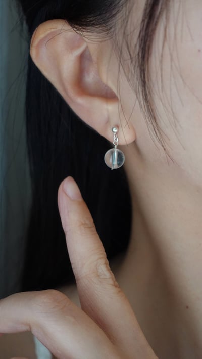 白水晶垂墜耳環 S9256