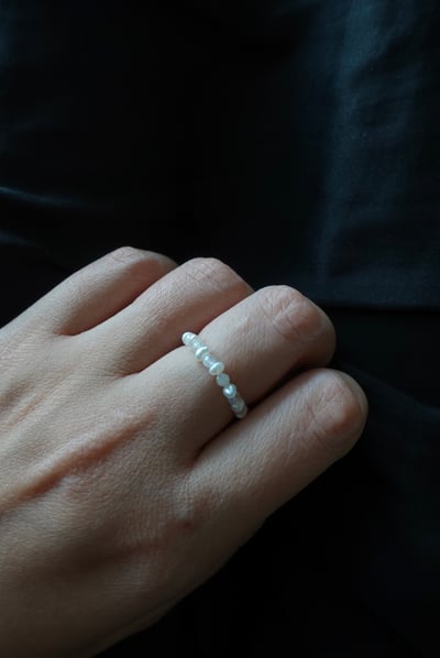 月光石珍珠彈性珠戒9