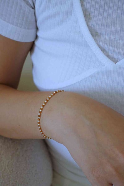 橙色石榴石珍珠手鍊14KGF3