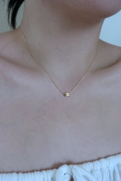 Classic 刻花圓柱項鍊 14KGF3