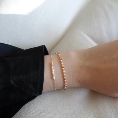 橙色石榴石珍珠手鍊14KGF4