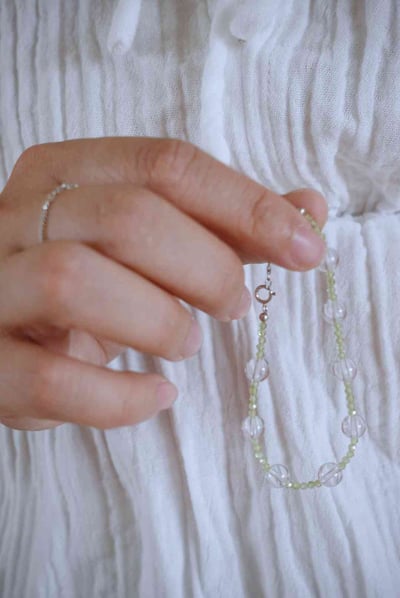橄欖石白水晶透透手鍊 S9252