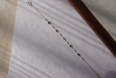 方糖碧璽銀珠間隔手鍊 S9259