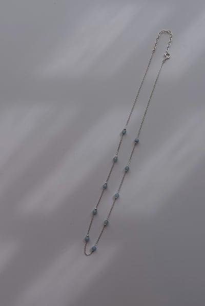 海藍寶銀珠間隔項鍊 S9252