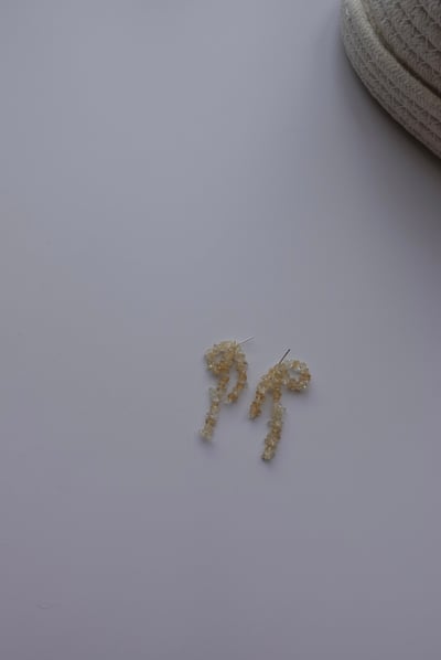 黃水晶單結耳環 S9253