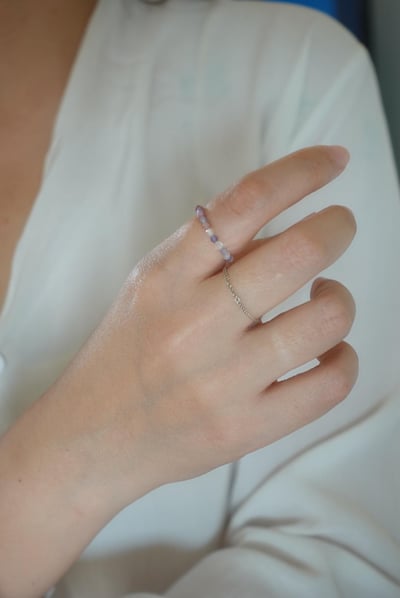 晚霞③ 坦桑石彈性珠戒3