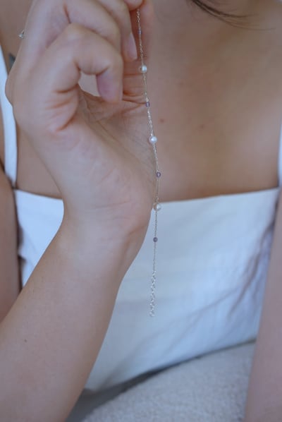 紫水晶珍珠間隔手鍊 S9251