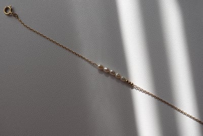 橢圓珍珠金珠手鍊 14KGF6