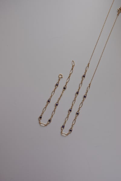 胖橢圓青金石手鍊 14KGF3