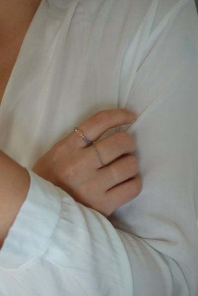 落日 坦桑石彈性珠戒 S9253