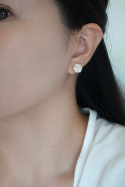 繡球花珍珠耳環 S9255