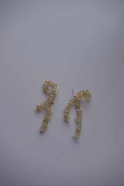 黃水晶單結耳環 S9251