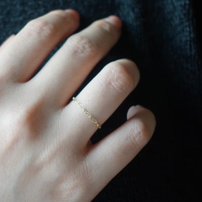 橢圓光面批花鏈戒 14KGF6