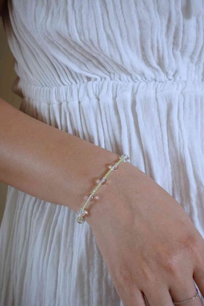 橄欖石白水晶透透手鍊 S9251