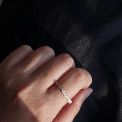 珍珠個性半半鍊戒 S9253